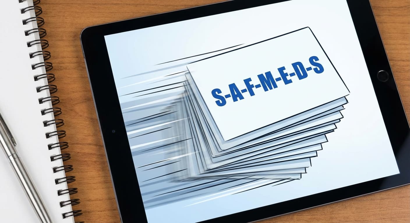 Diagram of verbal operants connecting to SAFMEDS flashcard practice