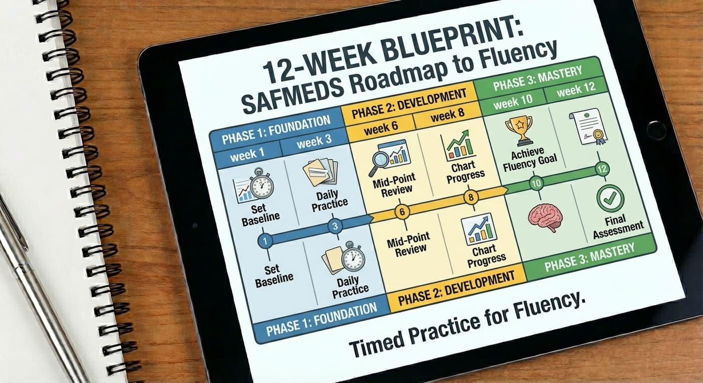 BCBA exam study blueprint showing a 12-week preparation plan with study materials